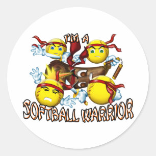 Softball Warrior Classic Round Sticker