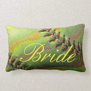 Softball Wedding Theme Pearled Bride Lumbar Cushion