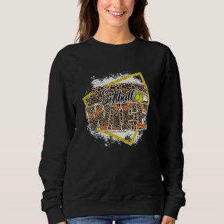 Softball Wife Leopard Bleached Family Matching Sweatshirt