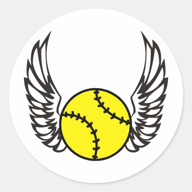 softball Wings Classic Round Sticker (Front)