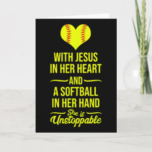 Softball With Jesus In Her Heart Softball Pitcher Card