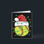 Softball With Santa Hat Men Boys Girls Christmas X Card<br><div class="desc">Softball With Santa Hat Men Boys Girls Christmas Xmas Lights</div>