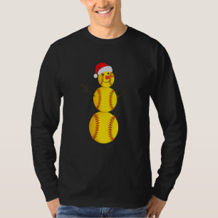 Softball Xmas  Santa Softball Snowman Christmas T-Shirt