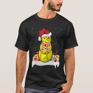 Softball Xmas  Santa Softball Snowman Christmas T-Shirt