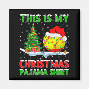 Softball Xmas Tree Lights This Is My Christmas Paj Magnet
