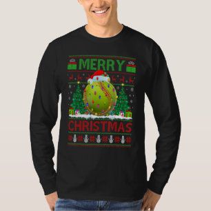 Softball   Xmas Tree Ugly Santa Softball Christmas T-Shirt