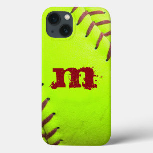 Softball Yellow Fast Monogram IPAD Case