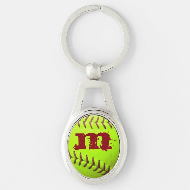 Softball Yellow Fast Pitch 8U 10U 12U Key Chain (Front)