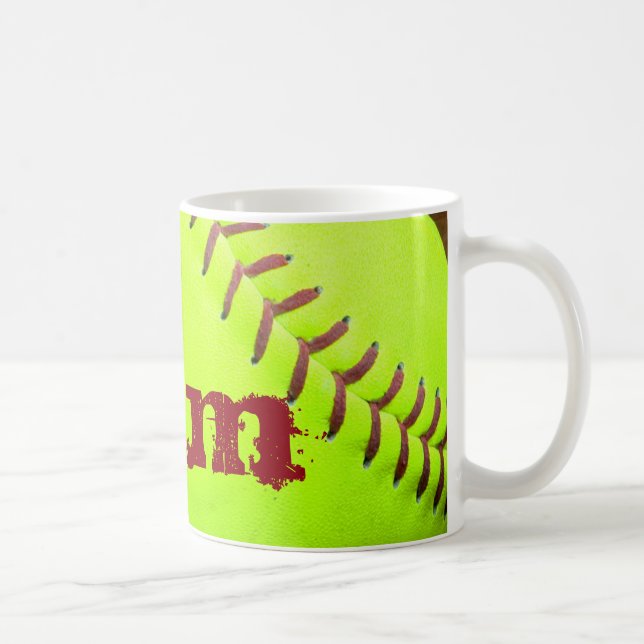 Softball Yellow Fast Pitch 8U 10U Coffee Cup Mug (Right)