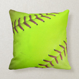 Softball Yellow Fast Pitch 8U Throw Couch Pillow