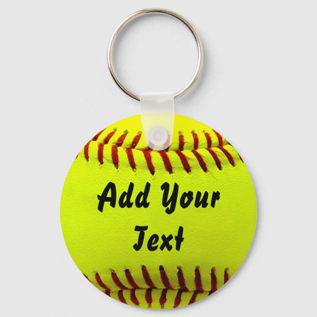 Softball Yellow Softball Sports Team Coach Key Ring (Front)