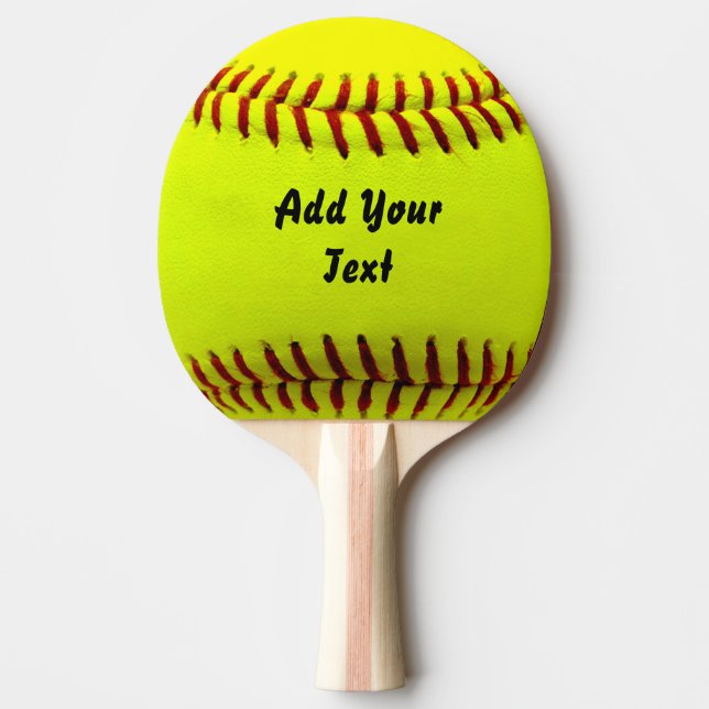 Softball Yellow Softball Sports Team Coach Ping Pong Paddle (Front)
