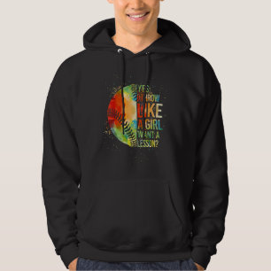 Softball Yes I Throw Like a Girl Want a Lesson Hoodie