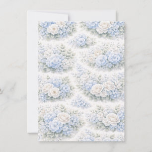 SoftBlue Floral Pattern Elegant Romantic Botanical Announcement
