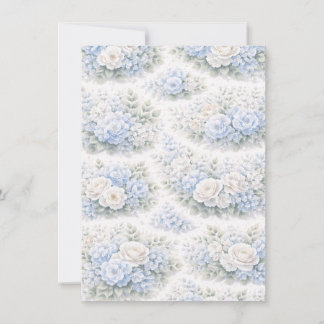 SoftBlue Floral Pattern Elegant Romantic Botanical Invitation