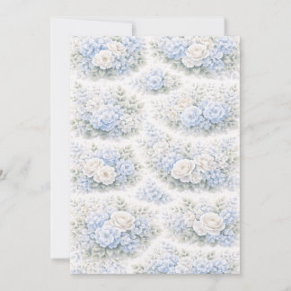 SoftBlue Floral Pattern Elegant Romantic Botanical Invitation