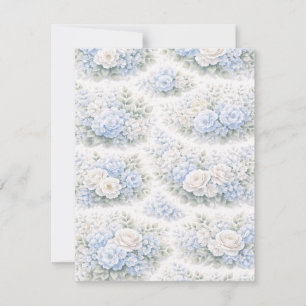 SoftBlue Floral Pattern Elegant Romantic Botanical Save The Date