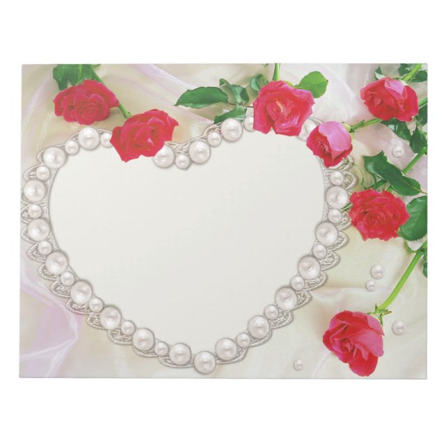 Soften Roses and Hearts Wedding Floral Love Notepad (Front)