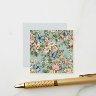 Softest Pink Blue Floral & Butterfly Enclosure Card