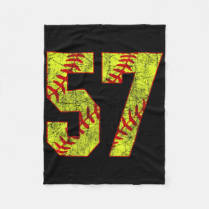 Softll #57 Fastpitch Softll Mom Number 57 Player  Fleece Blanket