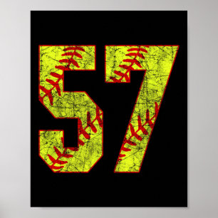 Softll #57 Fastpitch Softll Mom Number 57 Player  Poster