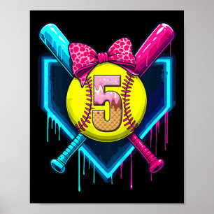 Softll 5 Years Old Ice Cream Drip 5th Birthday Gir Poster