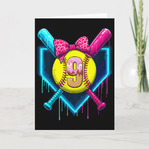 Softll 9 Years Old Ice Cream Drip 9th Birthday Gir Card