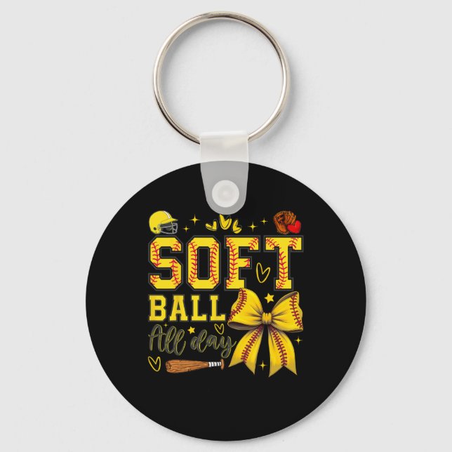 Softll All Day Softll Coquette Bow Softll Lover  Key Ring (Front)