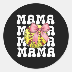 Softll Bow Softll Mom Mothers Day Women Softll Mam Classic Round Sticker