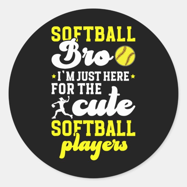 Softll Bro Funny Softll Brother Of A Softll Player Classic Round Sticker (Front)