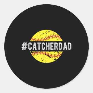 Softll Catcher Dad Of A Softll Catcher  Classic Round Sticker