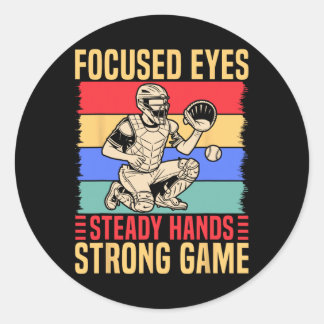 Softll Catcher Focused Eyes Steady Hands Softll Mo Classic Round Sticker