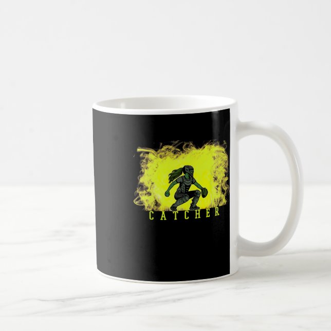 Softll Catcher Player With Yellow Smoke Ckground A Coffee Mug (Right)