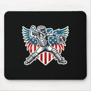 Softll Catcher With Wings Girls Design Usa Red Whi Mouse Pad