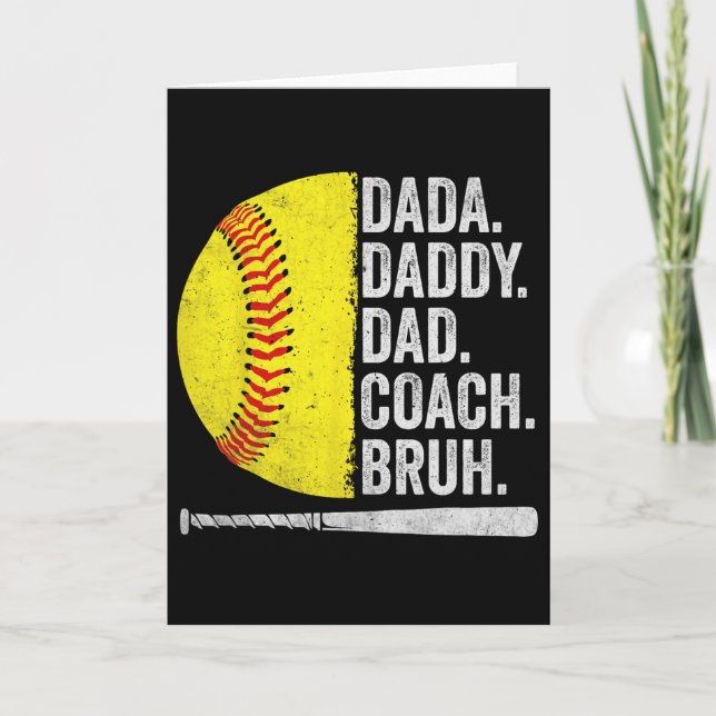 Softll Coach Dad Fathers Day Funny Softll Dads Hum Card (Front)