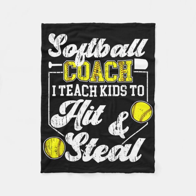 Softll Coach I Teach Kids Softll Coaching  Fleece Blanket (Front)