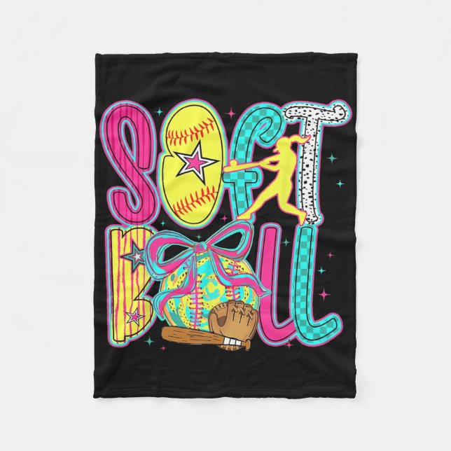 Softll Coquette Bow Game Day Softll Vibes Women Gi Fleece Blanket (Front)