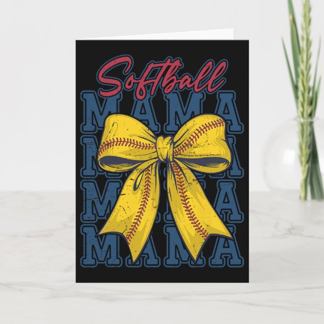 Softll Coquette Bow Softll Mom Game Day Softll Mam Card (Front)
