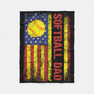 Softll Dad American Us Flag Shirt Papa Father's Da Fleece Blanket