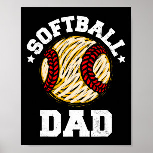 Softll Dad Distressed Vintage Funny Softll Dad Gam Poster
