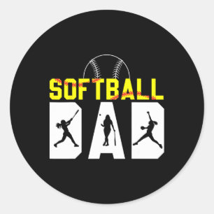 Softll Dad Father&# s Day American Softll Player  Classic Round Sticker