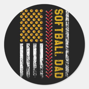 Softll Dad Father's Day American Flag Dad Softll L Classic Round Sticker