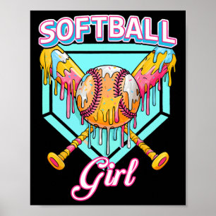Softll Drip Girls Ice Cream Drip Youth Softll Girl Poster