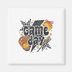 Softll Game Day Mama Lightning Bolt Leopard Mother Magnet