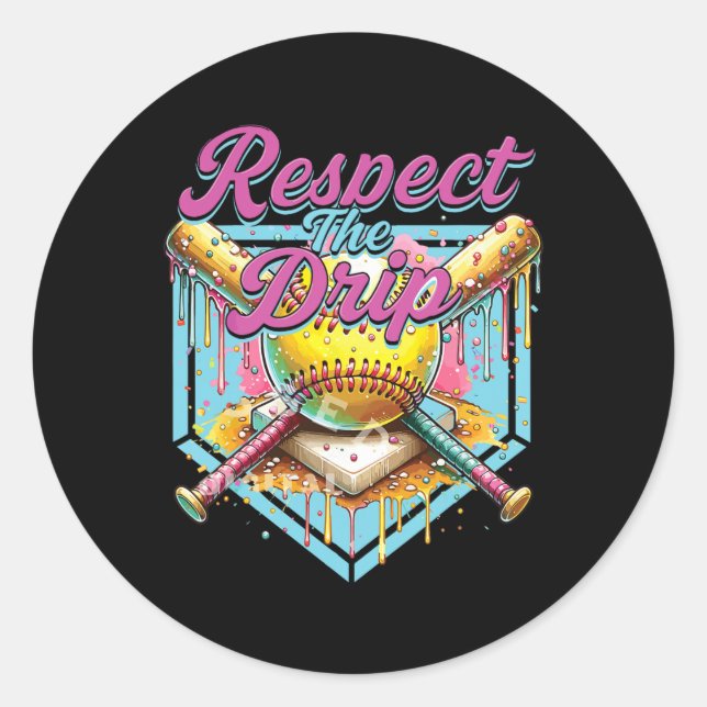 Softll Girl Ice Cream Softll Drip Youth Respect Th Classic Round Sticker (Front)