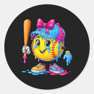 Softll Girls Ice Cream Drip T Sweet Sport Youth Ga Classic Round Sticker