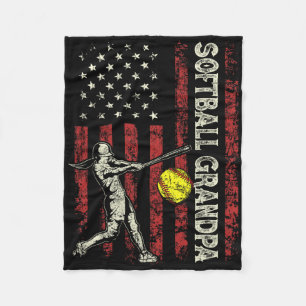 Softll Grandpa Us Flag Gifts Dad Men Patriotic Fat Fleece Blanket
