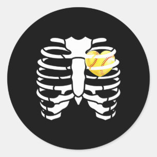 Softll Heart Inside Ribs Skeleton Halloween Costum Classic Round Sticker