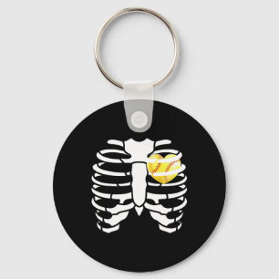 Softll Heart Inside Ribs Skeleton Halloween Costum Key Ring