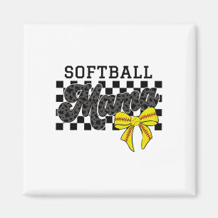 Softll Mama Mum Game Day Retro Chequered Coquette Magnet